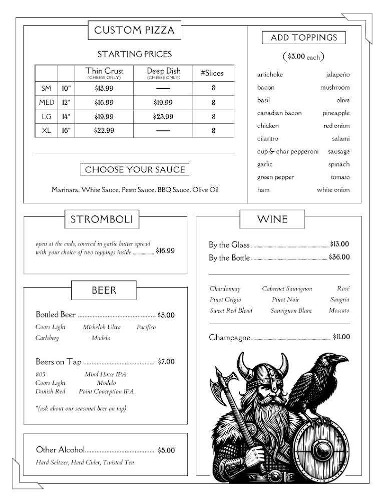 Viking Tower Pizza Menu image 2